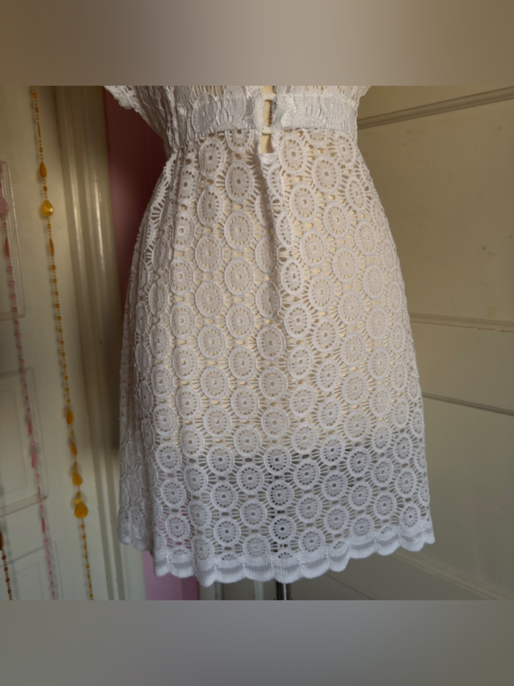 Dotti White Lace Swim Cover Up Dress Boho Beach Sheer NWT - Picture 4 of 12